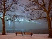 Bridge in Winter Fog Wallpaper