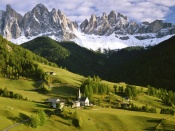 Village in Meadow Wallpaper