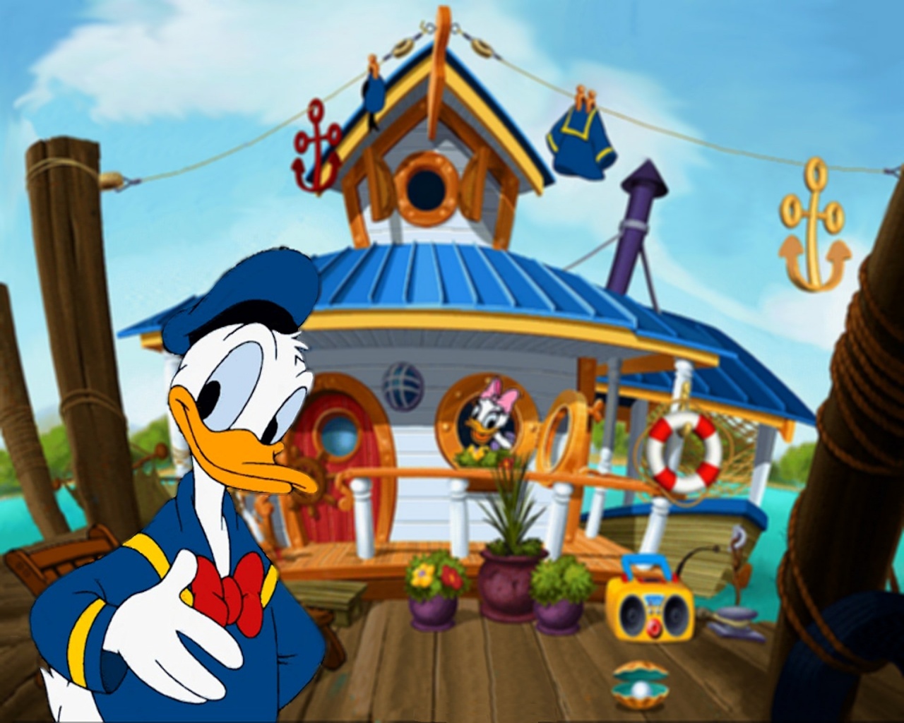 Donald Duck's Boat House Wallpaper