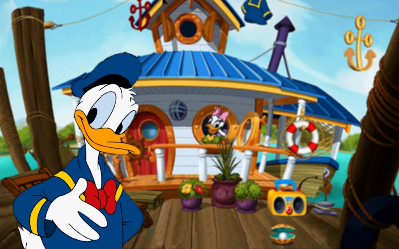 Donald Duck's Boat House Wallpaper