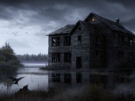 Haunted House - Halloween Wallpaper (click to view)